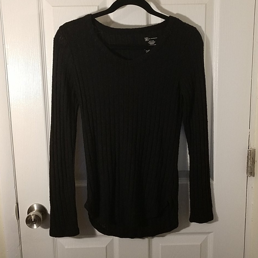 No Boundaries Black Sweater - Vertical Stripes